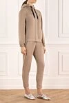 Brunello Cucinelli Walking suit made of cotton for women beige - 98% cotton, 2% elastane. Closure: drawstring, zipper. Hood: yes. Country of manufacture: Italy. Care: specialized cleaning - photo 3