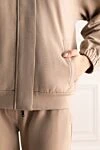 Walking suit made of cotton for women beige Brunello Cucinelli - 98% cotton, 2% elastane. Closure: drawstring, zipper. Hood: yes. Country of manufacture: Italy. Care: specialized cleaning - photo 6