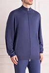 Brunello Cucinelli Кардиган мужской из шерсти и кашемира синий - 90% шерсть, 10% кашемир. Молния. Два боковых кармана. Страна производитель: Италия. Уход: специализированная чистка - фото 3