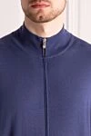 Brunello Cucinelli Кардиган мужской из шерсти и кашемира синий - 90% шерсть, 10% кашемир. Молния. Два боковых кармана. Страна производитель: Италия. Уход: специализированная чистка - фото 5