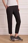 Brunello Cucinelli Women's grey trousers with a belt - belt. two side pockets, two back pockets. wool, polyamide, elastane. zipper. Country of manufacture: Italy. Care: specialized cleaning - photo 3