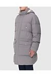 Brunello Cucinelli Пуховик мужской из полиамида и эластана серый - Вшитый капюшон. 80% полиамид, 20% эластана. Молния, пуговицы. Два боковых кармана, два внутренних кармана, два нагрудных кармана. Утеплитель: Синтепон. Страна производитель: Италия. Уход: специализированная чистка - фото 3