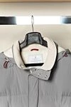 Brunello Cucinelli Пуховик мужской из полиамида и эластана серый - Вшитый капюшон. 80% полиамид, 20% эластана. Молния, пуговицы. Два боковых кармана, два внутренних кармана, два нагрудных кармана. Утеплитель: Синтепон. Страна производитель: Италия. Уход: специализированная чистка - фото 9