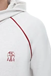 Brunello Cucinelli Костюм спортивный мужской из хлопка белый - Логотип бренда, контрастные линии. Капюшон. 100% хлопок. Кулиска, молния. Четыре боковых кармана. Страна производитель: Италия. Уход: специализированная чистка - фото 5