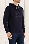 Brunello Cucinelli Худи мужское из хлопка и эластана синий - Принт надписи. Капюшон. 94% хлопок, 6% эластан. Кулиска. Страна производитель: Италия. Уход: специализированная чистка - фото 3