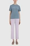 Blue cotton T-shirt for women Brunello Cucinelli - inscription print. 100% cotton. Country of manufacture: Italy. Care: specialized cleaning - photo 2