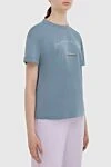 Brunello Cucinelli Blue cotton T-shirt for women - inscription print. 100% cotton. Country of manufacture: Italy. Care: specialized cleaning - photo 3
