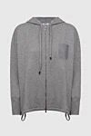 Peserico Cardigan gray for women - zipper. sewn hood. 70% fleece, 20% silk, 10% cashmere. Country of manufacture: Italy. Care: specialized cleaning - photo 1