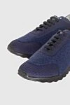 Kiton Blue wool sneakers for men - contrast sole. 100% wool. laces. height 2 cm. Country of manufacture: Italy. Care: specialized cleaning - photo 5