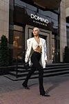 Ermanno Scervino Штани жіночі приталені в рубчик чорні - крій рубчик. віскоза, поліестер. еластичний пояс. Країна виробник: Італія. Догляд: спеціалізоване чищення - фото 7