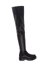 Le Silla Thigh-high boots women's leather high with tractor sole black - massive sole. leather. Heel height: 2 cm. Country of manufacture: Italy. Care: specialized cleaning - photo 1