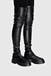 Thigh-high boots women's leather high with tractor sole black Le Silla - massive sole. leather. Heel height: 2 cm. Country of manufacture: Italy. Care: specialized cleaning - photo 2