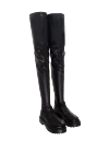 Le Silla Thigh-high boots women's leather high with tractor sole black - massive sole. leather. Heel height: 2 cm. Country of manufacture: Italy. Care: specialized cleaning - photo 3