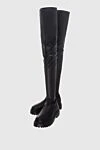 Le Silla Thigh-high boots women's leather high with tractor sole black - massive sole. leather. Heel height: 2 cm. Country of manufacture: Italy. Care: specialized cleaning - photo 5