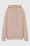 MSGM Hoodie made of cotton for women beige - hood, drawstring closure, front pocket. 100% cotton. Country of manufacture: Italy. Care: specialized cleaning - photo 1