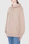 MSGM Hoodie made of cotton for women beige - hood, drawstring closure, front pocket. 100% cotton. Country of manufacture: Italy. Care: specialized cleaning - photo 3