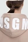 MSGM Худі з бавовни жіноче бежеве - капюшон, застібка куліска, передня кишеня. 100% бавовна. Країна виробник: Італія. Догляд: спеціалізоване чищення - фото 5