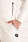 Спортивний костюм із бавовни білий з сірими вставками Stefano Ricci - Контрастне оздоблення. Капюшон. 95% бавовна, 5% еластан. Куліска, блискавка. Чотири бічні кишені. Країна виробник: Італія. Догляд: спеціалізоване чищення - фото 8