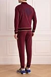 Спортивный костюм из хлопка бордовый с контрастной отделкой Stefano Ricci - Контрастная отделка. 95% хлопок, 5% эластан. Кулиска, молния. Четыре боковых кармана. Страна производитель: Италия. Уход: специализированная чистка - фото 4