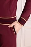 Спортивный костюм из хлопка бордовый с контрастной отделкой Stefano Ricci - Контрастная отделка. 95% хлопок, 5% эластан. Кулиска, молния. Четыре боковых кармана. Страна производитель: Италия. Уход: специализированная чистка - фото 6