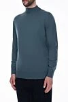 Loro Piana Men's jumper with a high stand-up collar made of wool green - Additionally: High collar stand. Composition: 100% wool. Country of manufacture: Italy. Care: specialized cleaning - photo 3