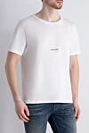 Saint Laurent White cotton T-shirt for men - brand logo. 100% cotton. Country of manufacture: Italy. Care: specialized cleaning - photo 3