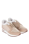 Loro Piana Beige sneakers for women - fur, contrasting inserts. suede, textile, fur. lacing. Country of manufacture: Italy. Care: specialized cleaning - photo 3