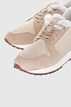 Loro Piana Beige sneakers for women - fur, contrasting inserts. suede, textile, fur. lacing. Country of manufacture: Italy. Care: specialized cleaning - photo 5