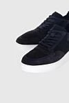 Loro Piana Blue suede sneakers for men - contrast sole. fur lining. suede. laces. height 2 cm. Country of manufacture: Italy. Care: specialized cleaning - photo 5