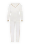 Panicale White walking suit for women - contrasting lines. 62% wool, 18% silk, 14% cashmere, 6% polyamide. zipper, drawstring. two side pockets. Hood: yes. Country of manufacture: Italy. Care: specialized cleaning - photo 1