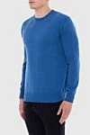 Cesare di Napoli Cashmere jumper blue for men - 100% cashmere. Country of manufacture: Italy. Care: specialized cleaning - photo 3