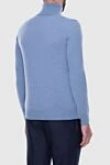 Blue wool and cashmere men's golf shirt Cesare di Napoli - High neck. 90% wool, 10% cashmere. Country of manufacture: Italy. Care: specialized cleaning - photo 4