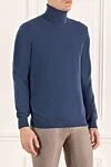 Cesare di Napoli Men's cashmere golf blue - High neck. 100% cashmere. Country of manufacture: Italy. Care: specialized cleaning - photo 3