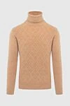 Cesare di Napoli Men's cashmere golf orange - Geometric pattern, knitting. High neck. 100% cashmere. Country of manufacture: Italy. Care: specialized cleaning - photo 1