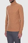 Cesare di Napoli Men's cashmere golf orange - Geometric pattern, knitting. High neck. 100% cashmere. Country of manufacture: Italy. Care: specialized cleaning - photo 3