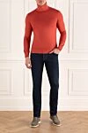 Men's wool golf orange Cesare di Napoli - High neck. 100% wool. Country of manufacture: Italy. Care: specialized cleaning - photo 2