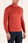 Cesare di Napoli Men's wool golf orange - High neck. 100% wool. Country of manufacture: Italy. Care: specialized cleaning - photo 3