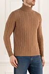 Cesare di Napoli Men's wool and cashmere golf brown - Knit. High neck. 90% wool, 10% cashmere. Country of manufacture: Italy. Care: specialized cleaning - photo 3