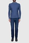 Men's high-collared woolen jumper blue Cesare di Napoli - High collar stand. 100% wool. Country of manufacture: Italy. Care: specialized cleaning - photo 2