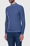 Cesare di Napoli Men's high-collared woolen jumper blue - High collar stand. 100% wool. Country of manufacture: Italy. Care: specialized cleaning - photo 3