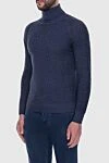 Cesare di Napoli Men's wool and silk golf blue - Knit. High neck. 70% wool, 30% silk. Country of manufacture: Italy. Care: specialized cleaning - photo 3