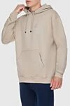 Limitato Cotton beige sweatshirt for men - 95% cotton, 5% elastane. drawstring hood. Country of manufacture: Italy. Care: specialized cleaning - photo 3