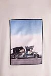 Limitato Beige cotton T-shirt for men - Decor photo of a girl in a sports car. 100% cotton. Country of manufacture: Italy. Care: specialized cleaning - photo 5