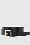 Saint Laurent Black leather belt for women - textured leather. 100% genuine leather. classic. Country of manufacture: Italy. Care: specialized cleaning - photo 1