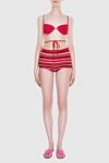 Red women's cotton and viscose two-piece swimsuit Magda Butrym - stripes. 75% cotton, 25% viscose. Country of manufacture: Italy. Care: specialized cleaning - photo 2