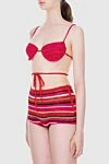 Magda Butrym Red women's cotton and viscose two-piece swimsuit - stripes. 75% cotton, 25% viscose. Country of manufacture: Italy. Care: specialized cleaning - photo 3