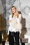 Magda Butrym White blouse for women with feathers - 100% cotton 100% ostrich feathers. Country of manufacture: Italy. Care: specialized cleaning - photo 7