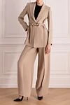 Beige women's trouser suit Fendi - 53% viscose, 46% acetate, 1% polyamide. buttons, belt. two side pockets. Country of manufacture: Italy. Care: specialized cleaning - photo 2