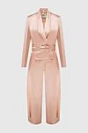 Fendi Pink silk pantsuit for women - tucks. 100% silk. belt. Country of manufacture: Italy. Care: specialized cleaning - photo 1