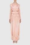 Pink silk pantsuit for women Fendi - tucks. 100% silk. belt. Country of manufacture: Italy. Care: specialized cleaning - photo 2